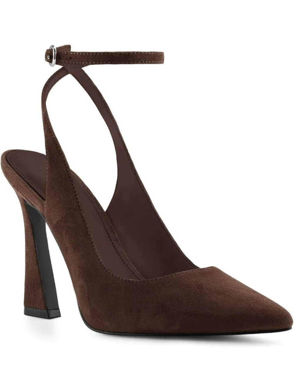 Women's Brown Strap Heels Pointed Toe Pumps Shoes Slingback Wedding Dress Shoes